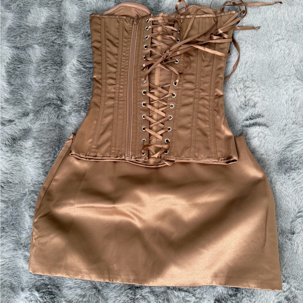Strapless Bodycon Mini Dress in Nude - Picture 4 of 5